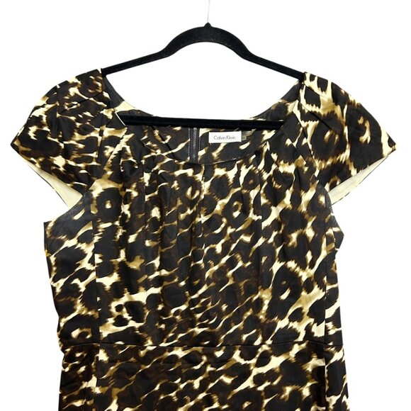 Calvin Klein Animal Print Sheath Wild Cat Dress Size 12 - Picture 3 of 6